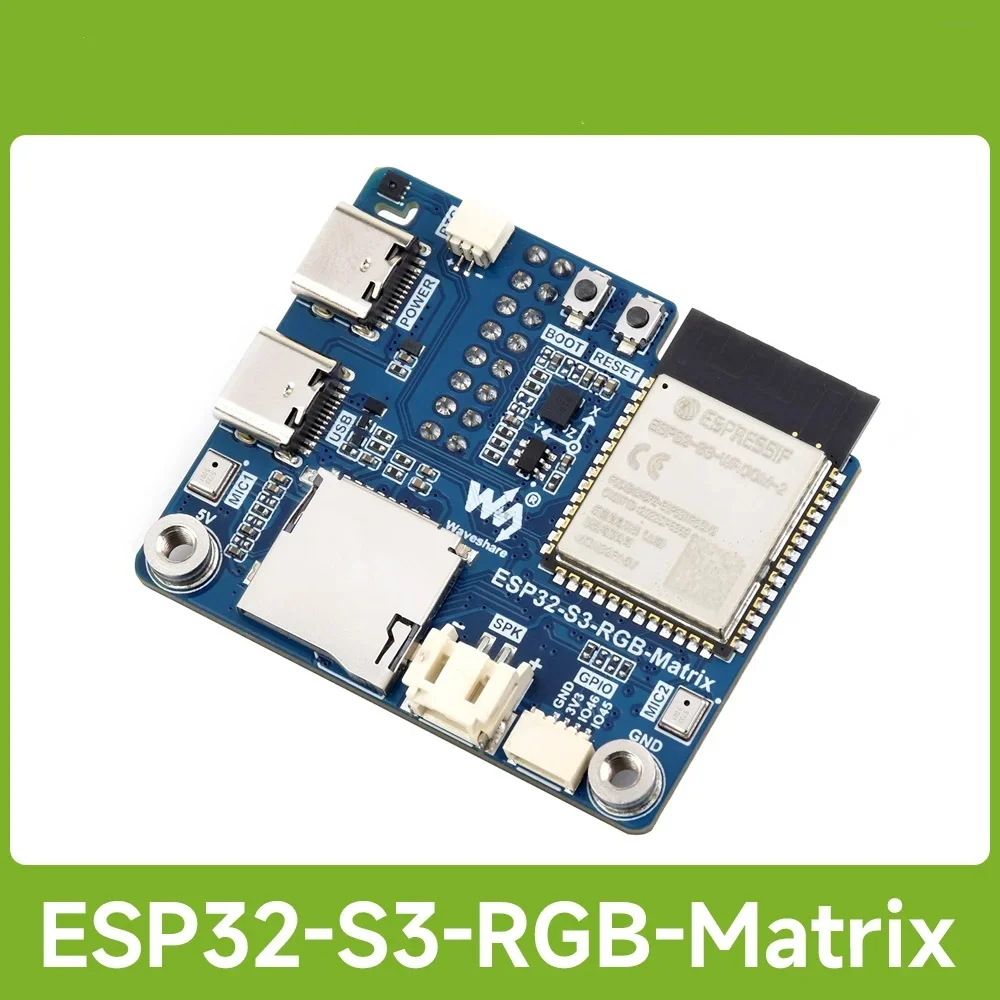 Waveshare ESP32-S3 RGB Matrix Driver Board, Onboard Dual Microphones Array, Supports 2.4 GHz Wi-Fi And Bluetooth 5 (BLE)