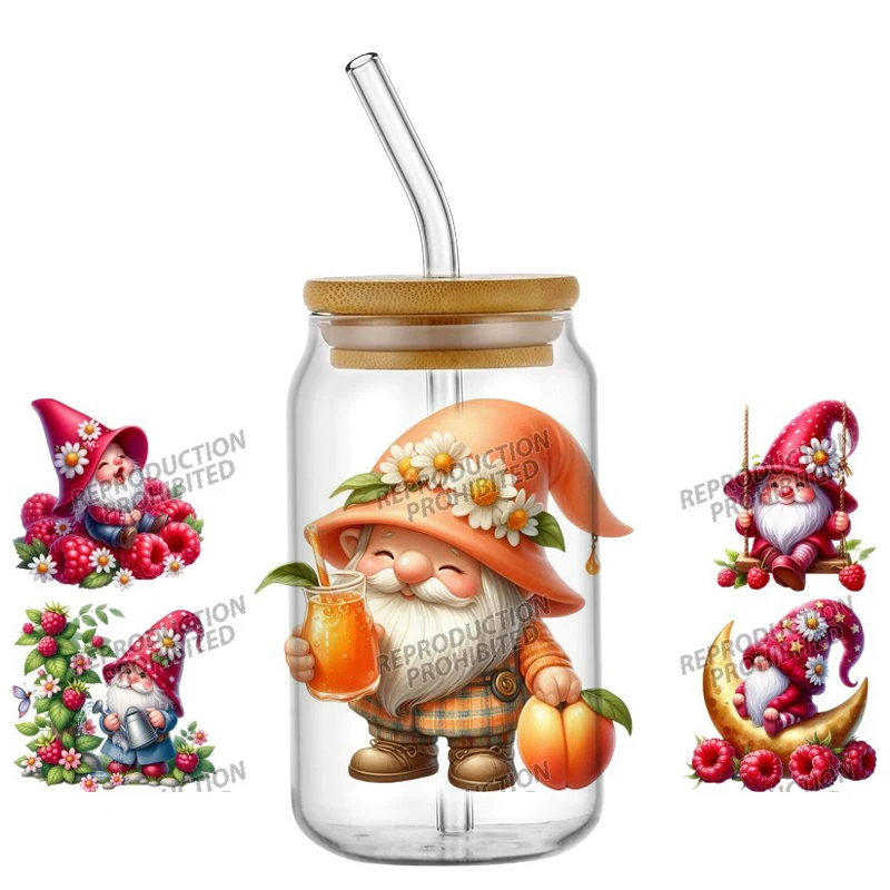 41 تصميم جديد لطيف سانتا كلوز مقاوم للماء لتقوم بها بنفسك شارات الهاتف ثلاثية الأبعاد نقل الأشعة فوق البنفسجية DTF ملصقات 16 أوقية نظارات عيد ميلاد سعيد كأس يلتف #1