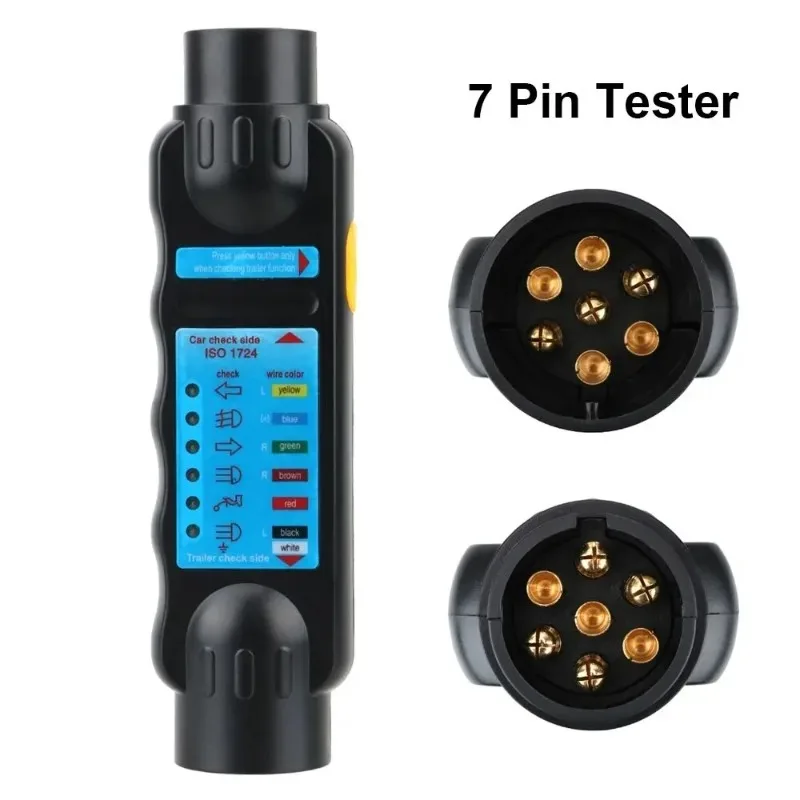12V 7-pin Car Towing Light Tester, Trailer Socket Diagnostic Tool, RV Towing Pole Light Wiring Test Accessories