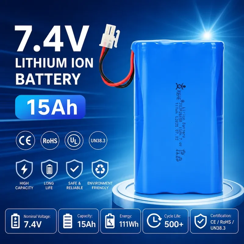 18650 Lithium Battery 7.4V 15Ah for Constitution Tester Power Tool Energy Storage Battery Pack High Capacity Rechargeable