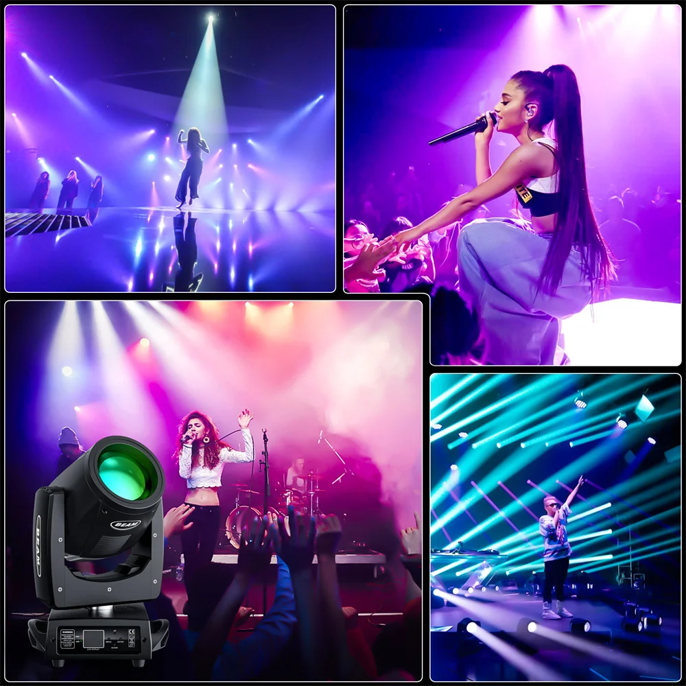 Yiflamefly 230W Stage Moving Head Light Rainbow Effect DMX512 Control For Disco Party Club Bar DJ Show Stage Lighting Effect