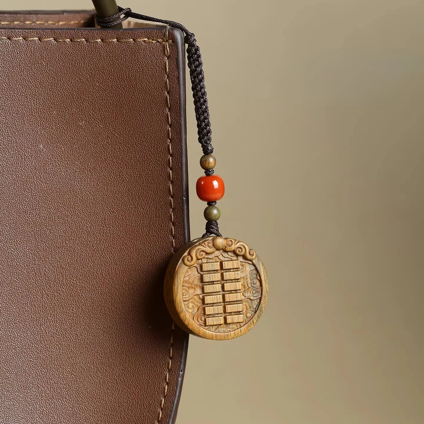 Green Sandalwood Five Elements Gossip Pendant: Phone/Bag/Keychain, Balances 5 Elements, Gift Option