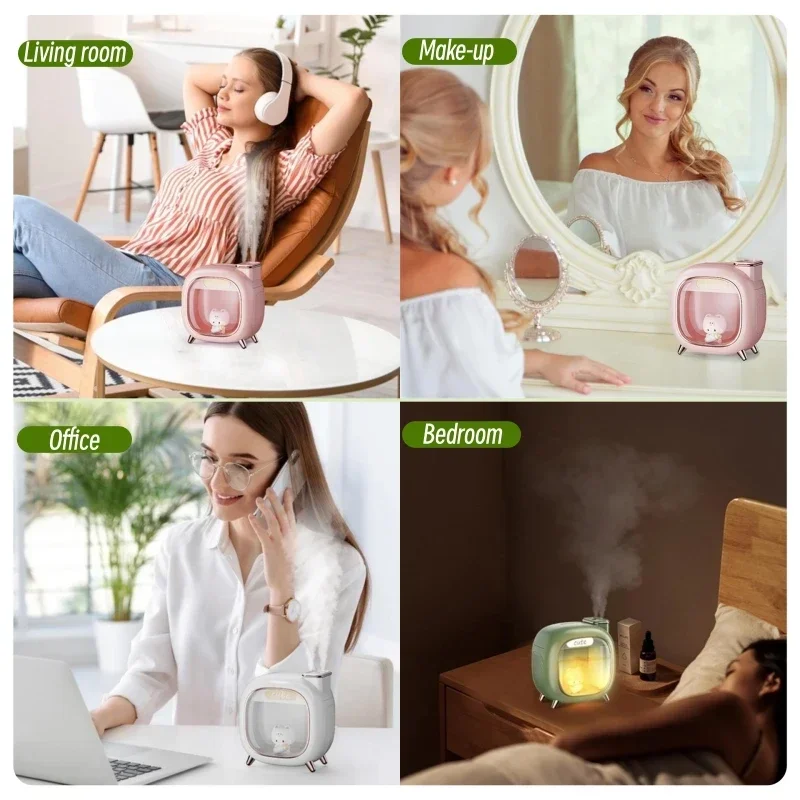 500 مللي المحمولة المزدوج فوهة الهواء المرطب USB شحن 1200 مللي أمبير بطارية لاسلكية بالموجات فوق الصوتية الناشر سيارة صغيرة المرطب