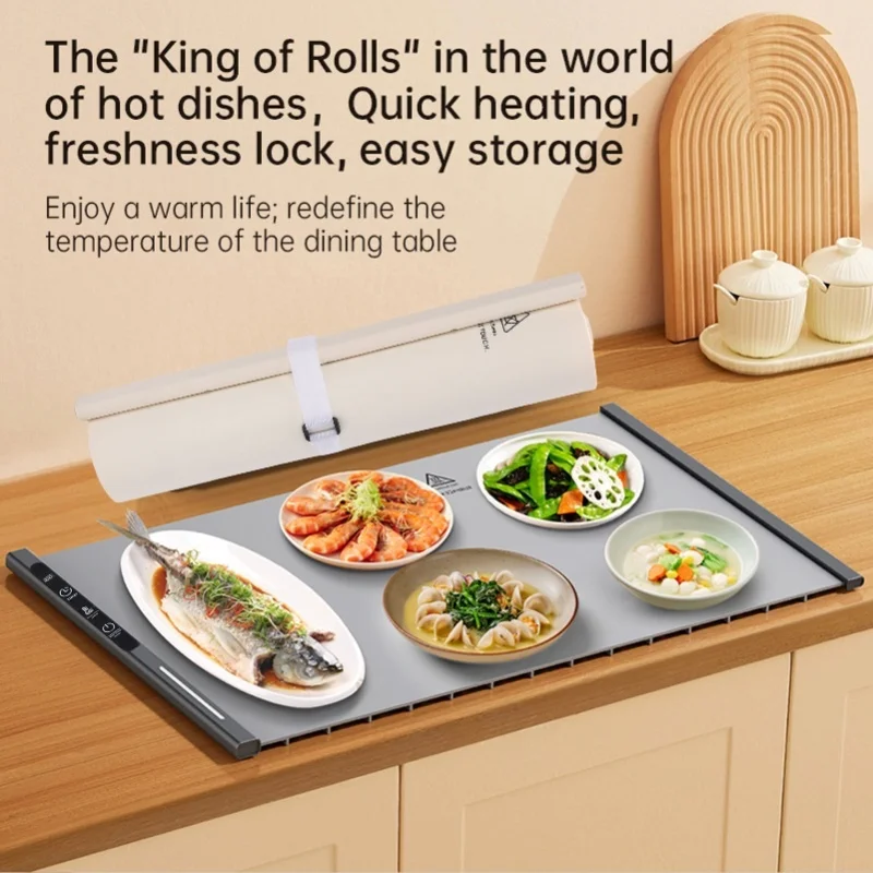 110V Electric Warming Tray 300W Silicone Water Proof Foldable Food Warming Mat Heating Pad With 8 Temperature Settings US Plug