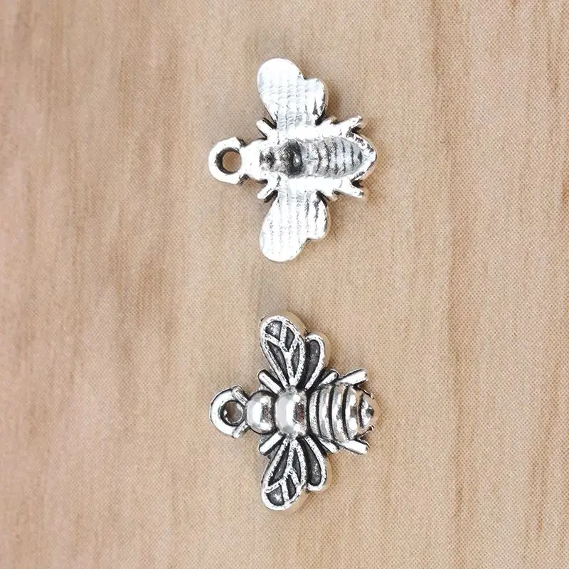 100 sztuk antyczne złoto kolor Bumble Bee pszczoła miodna owady Charms wisiorki koraliki dla DIY naszyjnik akcesoria do wyrobu biżuterii 13x11mm — zdjęcie 6