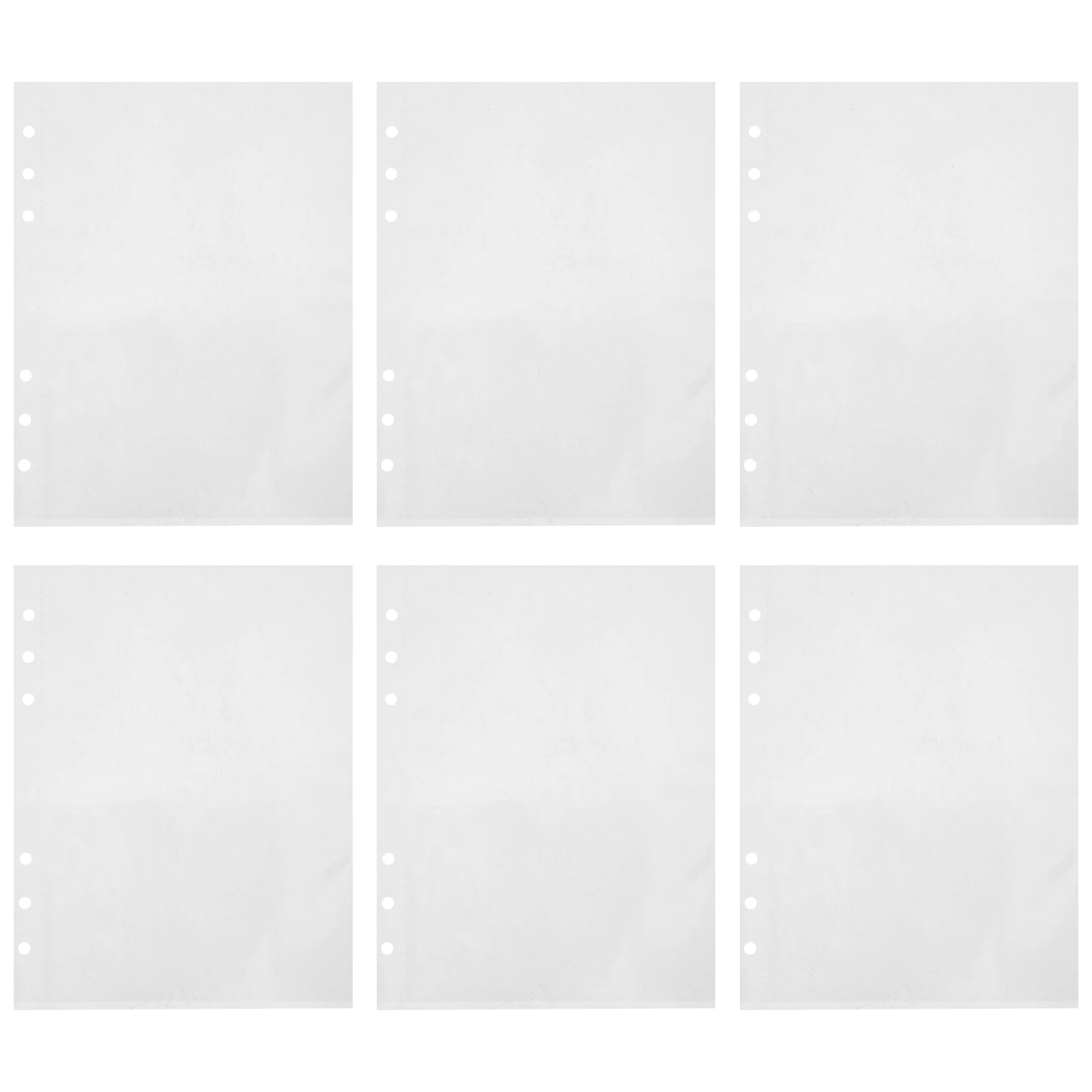 

A5 Clear PP Photo Album Storage Bags 6-Hole Binder Inserts Compact Double-Sided Pockets for Photos Small Filler Paper Notebook