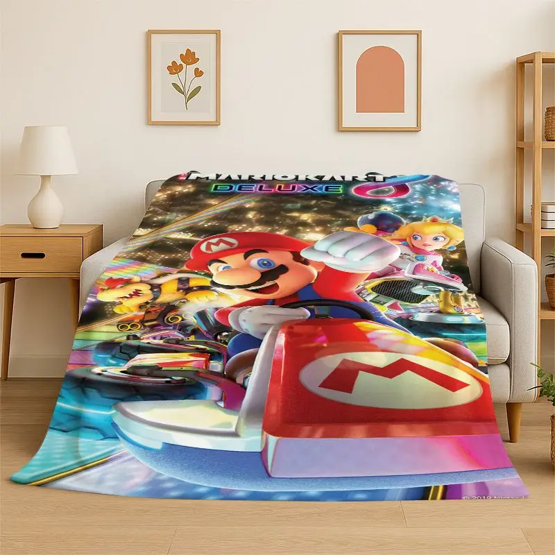 HD Cute Cartoon M-Mario Game Flannel Throw Blanket,Warm Cozy Blanket for Bed,Sofa,Couch,Bedroom,Living Room,Office,Camping Gift