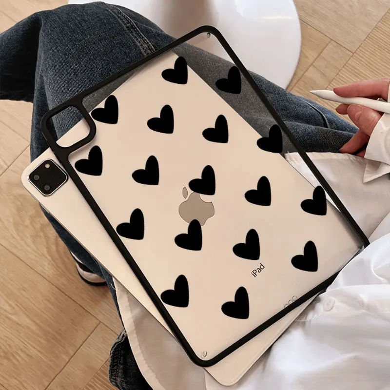 

Black Love Tablet Case For iPad Pro 11 12.9 13 A16 M2 M4 M3 M5 Shell 8.3 9.7 10.2 5/6/7/8/9/10/11th Mini Air 1 2 3 4 5 6 7 Cover