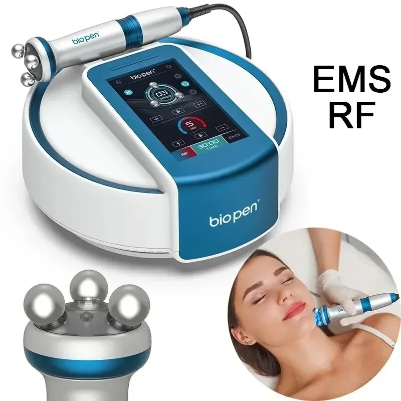 

Newest Home Use 360 Rotate Radio Frequency With Blue Light EMS Roller Massage Electric Bio Pen For Skin Tightening And Lifting