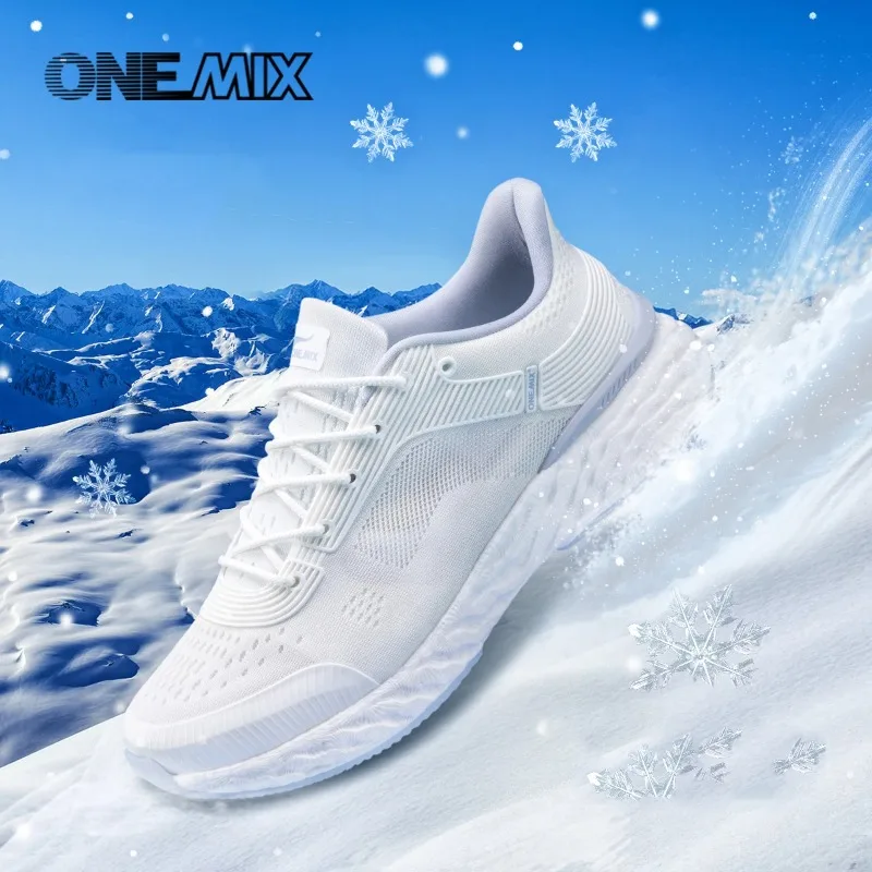 ONEMIX White Running Shoes for Men Outdoor Women Athletic Sneakers Marathon Sport Walking Shoes Travel Trekking Jogging Footwear