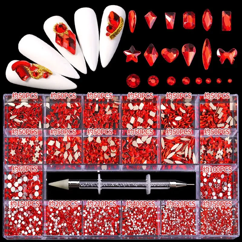 

2000-4000pcs Nail Art AB Rhinestones Set Flatback Crystals Stone Gems for DIY Nails Charms Design with Dotting Wax Pen NAR015