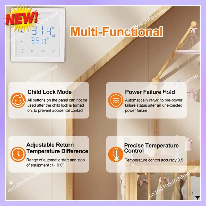 T24C Slimme Thermostaat 16A Vloerverwarming Temperatuurregelaar Met LED Touchscreen 85-265V Elektrische Verwarming Controle