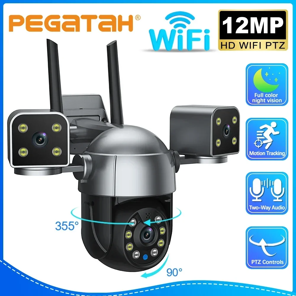 

БОЛЬШАЯ ПРОДАЖА 12-мегапиксельная HD трехэкранная Wi-Fi IP-камера Уличная 6K камера с тремя объективами AI Обнаружение человека Водонепроницаемая камера видеонаблюдения