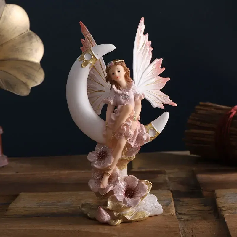 Nordic Cute Fairy Figure Resin Ornaments Home Livingroom Desktop Statues Decoration Girls Birthday Gift Sculpture Adornments Art