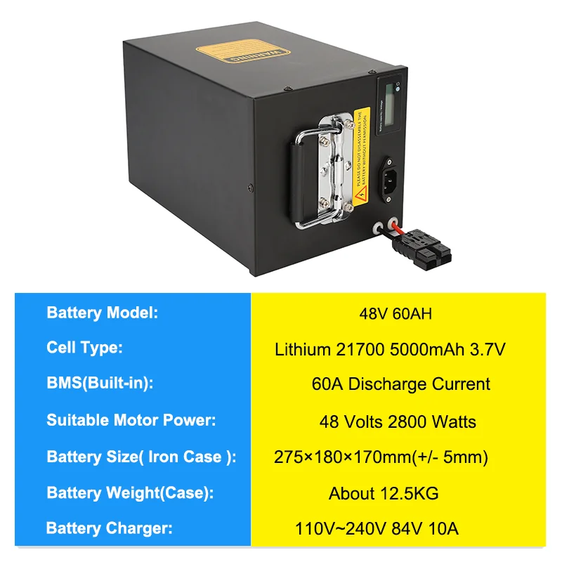 Booant 2880WH Bluetooth 48v 60ah Lithium Battery Pack For 2800W Motor LED Display With 10A Charger Free Shipping