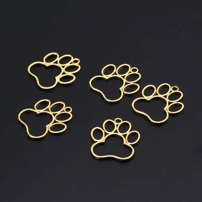 

5Pcs Pet Footprint Metal Frame DIY Bracelet Mini Frame Gold Color Charm Bezel Setting Setting UV Resin Charm