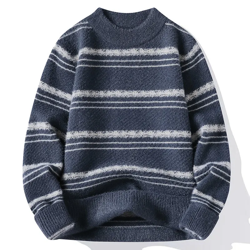 

Men's Winter Knitted Sweater round Ne-Piece Faux Fur Mink Thi Warm Polyester Spandex Blend Casual Basic T-irt