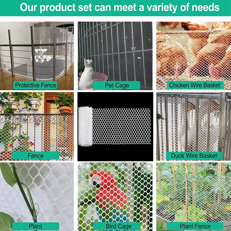 Plastic Chicken Wire Fence Mesh Lightweight Durable Hexagonal Mesh DIY Project For Home Garden Courtyard 40X300cm