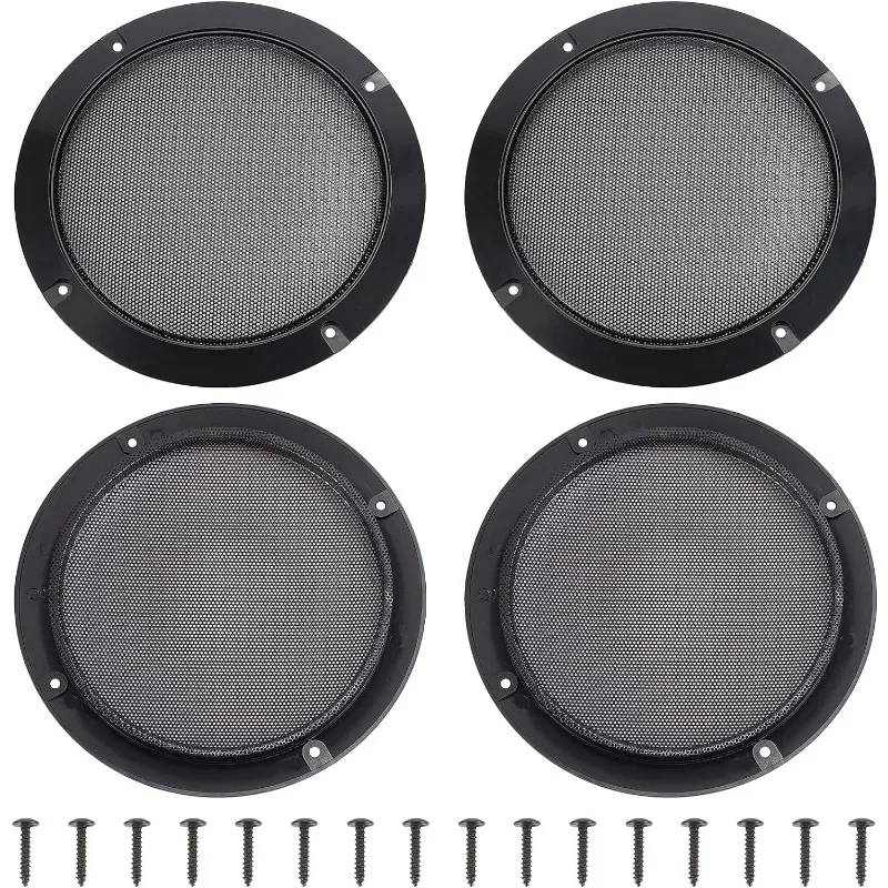 4 Set Audio Speaker Cover Mesh 6.5 Inch Speaker Grill Cover Mesh Flat Round Speaker Grill Decorative Circle with Screws