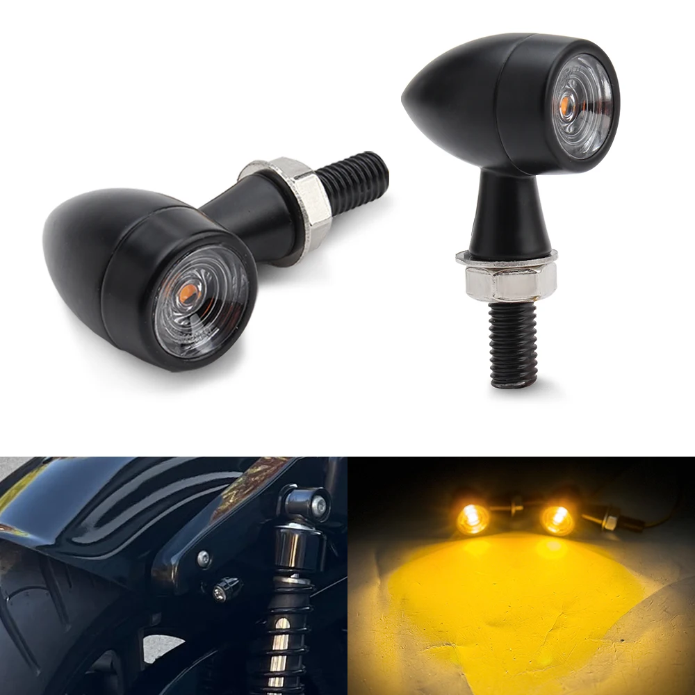 

2PCS LED Motorcycle Mini Turn Signal light Brake lamp DRL Flashing Indicator Bullet clignotant moto For Honda cafe racer 12V