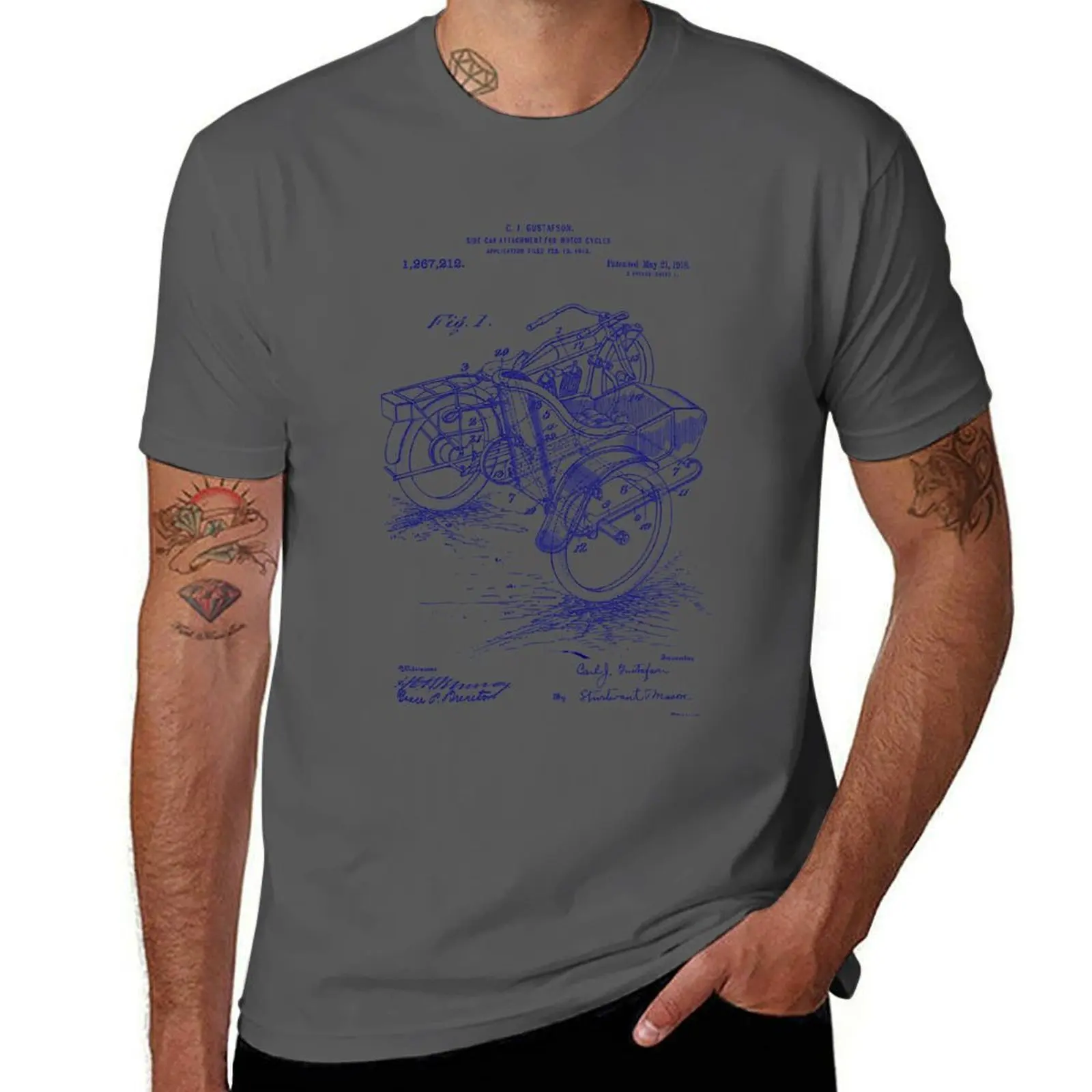 

Motorcycle Sidecar 1918 Patent Print T-Shirt funny t shirts dark humor t shirts for man slim fit T-Shirt