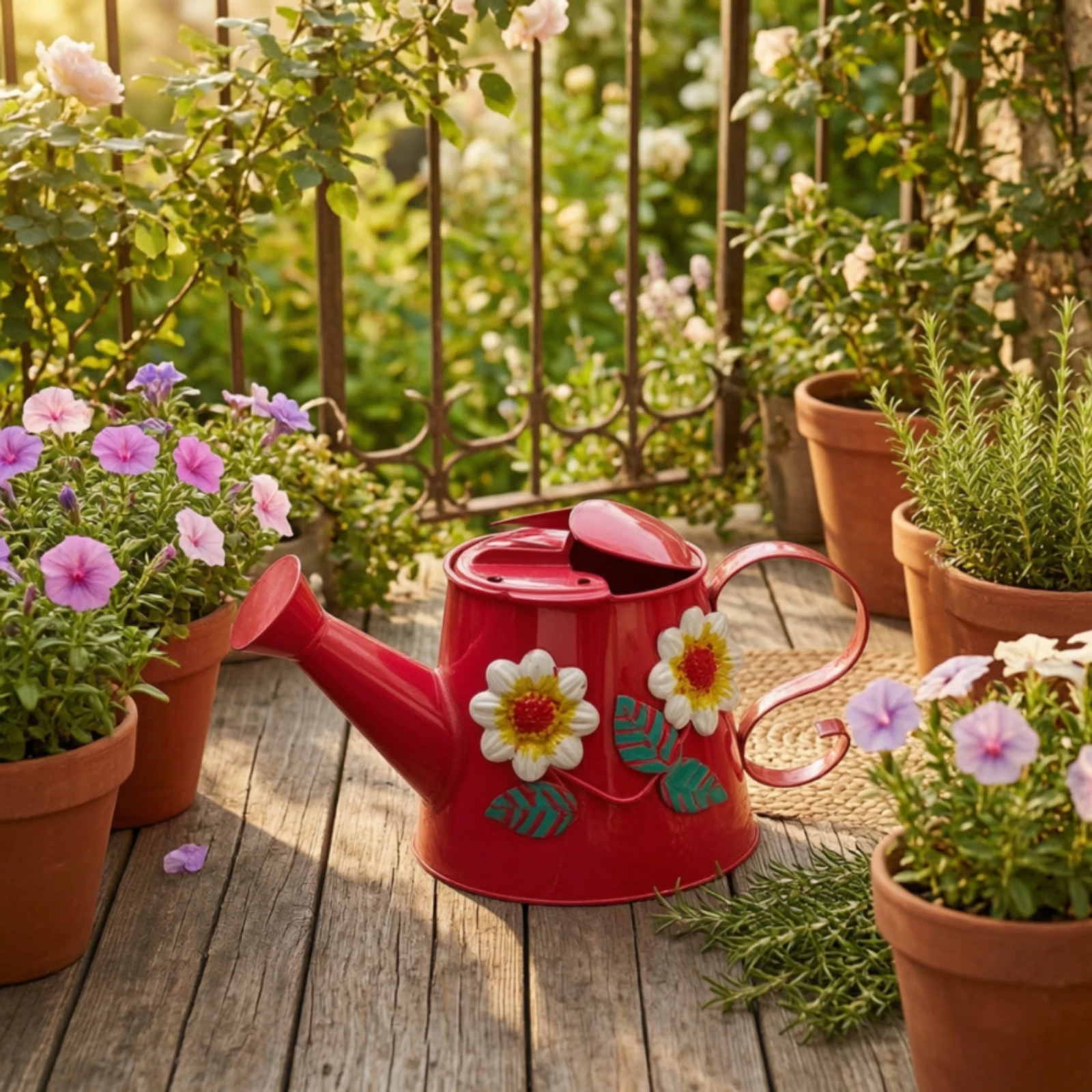 Watering Can with Long Spout Gentle Spray Watering Can with Rose Head Container Dual Handle Detachable for Gardeners, Greenhouse view 5