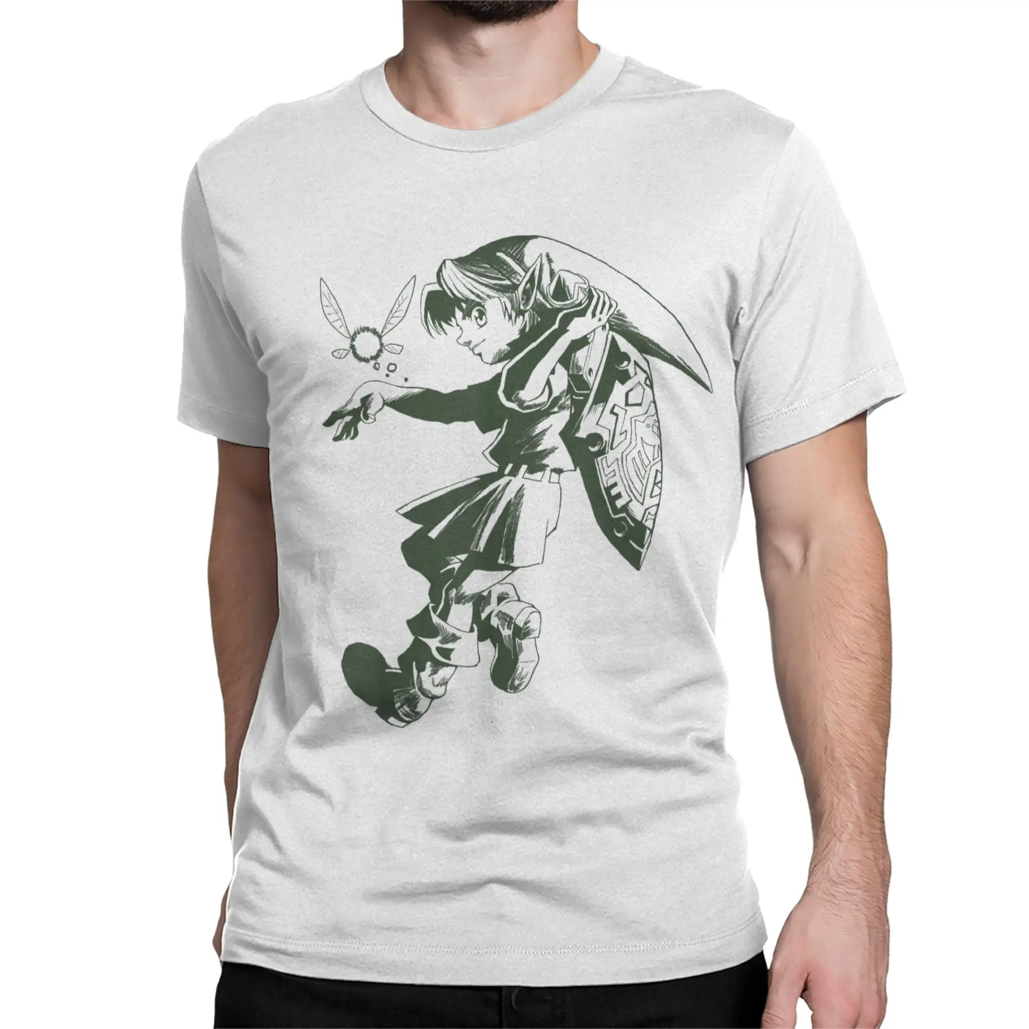 Mask Link Navi Green Line Zeldas Legend T Shirts Men Women Pure Cotton Funny T-Shirts Round Neck Tees Short Sleeve Clothes