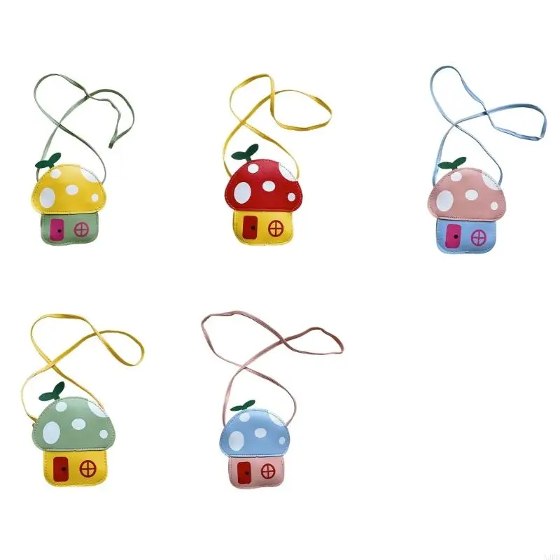 

Cartoon Mushroom House Crossbody Bag for Toddlers Small Shoulder Bags PU Leather Adjustable Strap Kids Purse