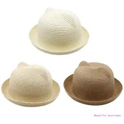 Trendy Summer for Sun Hat Parent-child Straw Hat Sunshade Hat for Cat Ears Fisherman Hat All-match for Outdoor DropShip