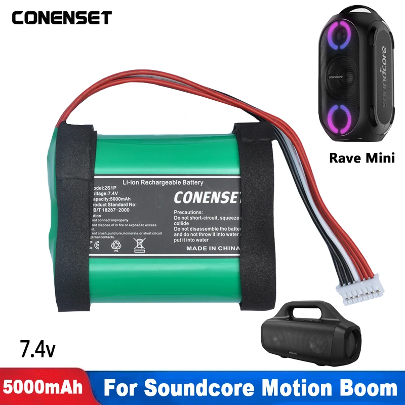 Bateria 5000mAh PA23 7.4V para Anker Soundcore Motion Boom Outdoor Rave Mini alto-falante Bluetooth modelo A3118 A3390