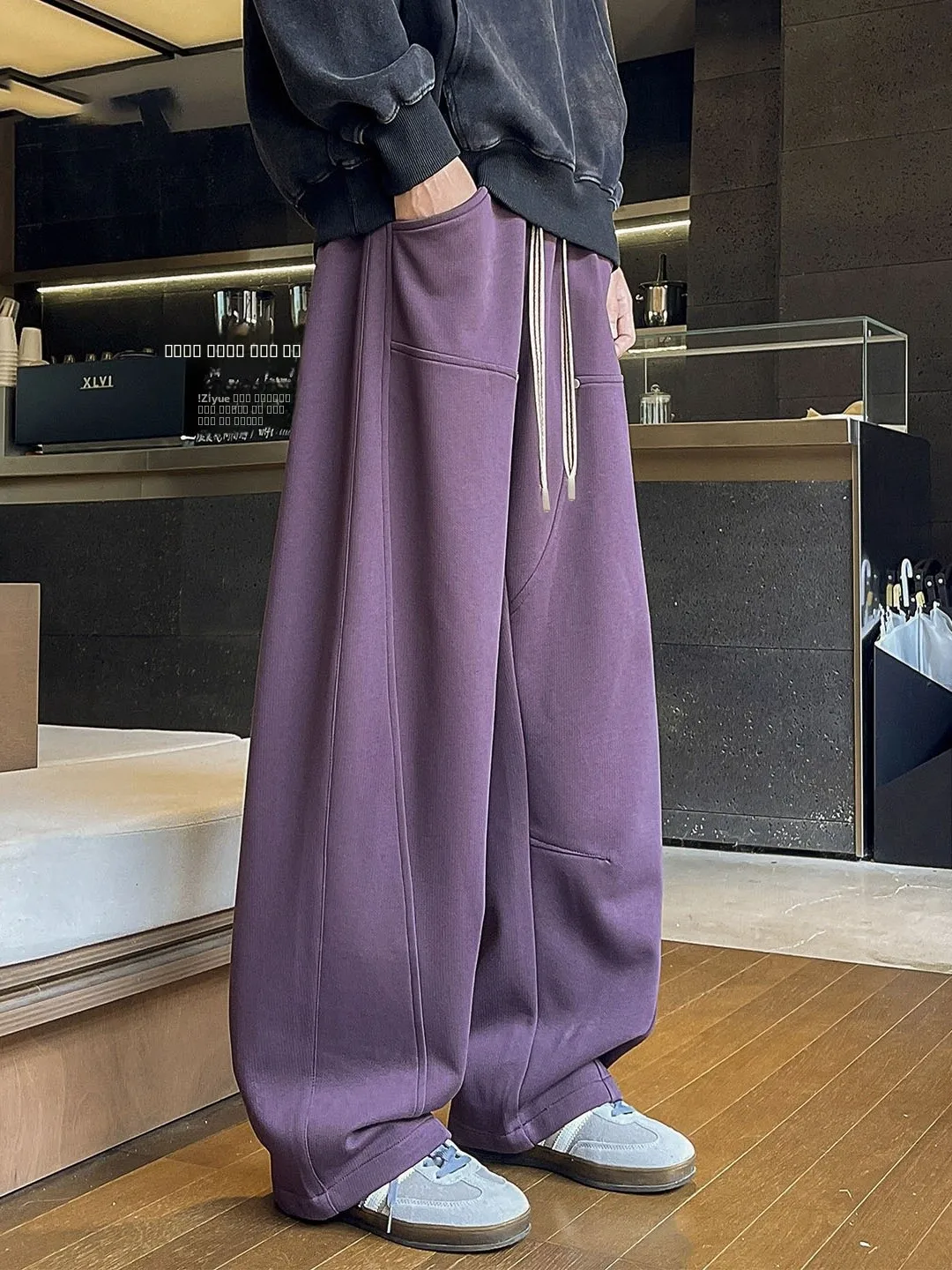 

Мужские брюки-палаццо большого размера 300 Pou в американском уличном стиле, свободные, широкие, длиной в пол, осенние, для прохладной погоды