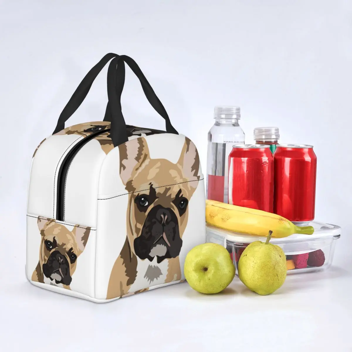 

Pop Art Fawn French Bulldog Lunch Bags Portable Insulated Canvas Cooler Dog Thermal Picnic Lunch Box for Women Kids