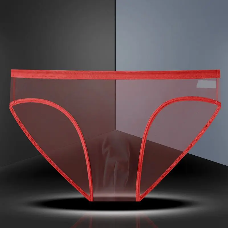 U convex Transparent Men\'s Mesh Underwear Ultra-thin Breathable Ice Silk Seamless Briefs Erotic Underpants men sexy under wear