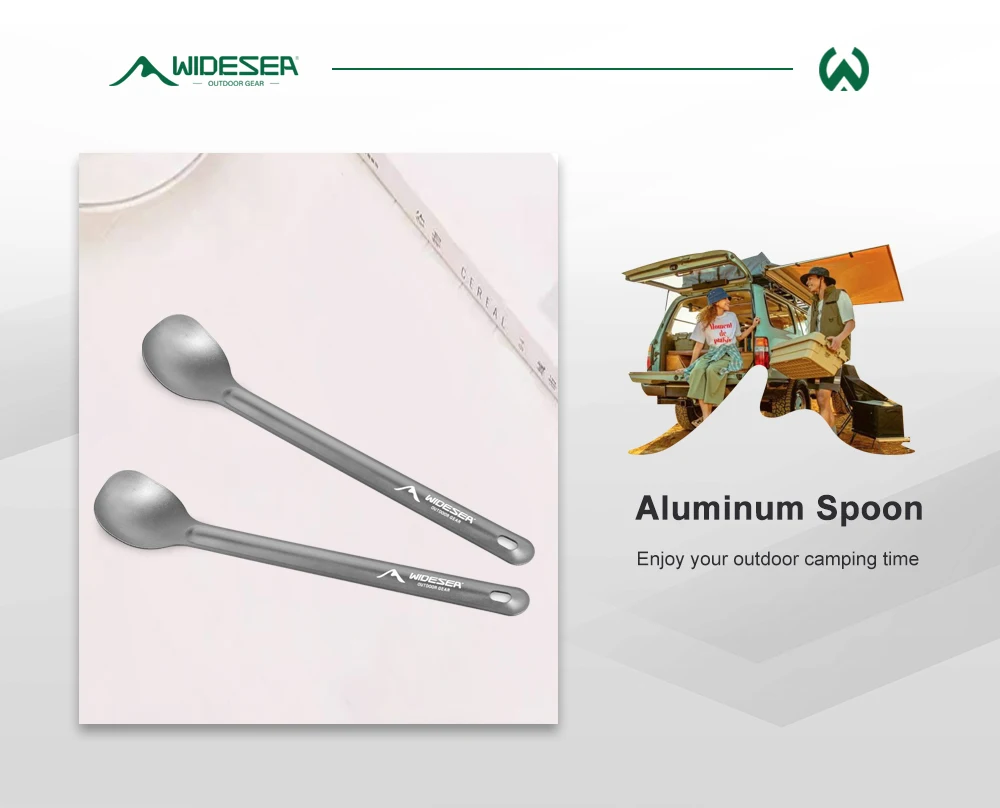 WIDESEA Campinglöffel aus Aluminium mit langem Griff, 20 g, leicht, tragbar, Outdoor-Ausrüstung – Detail 6