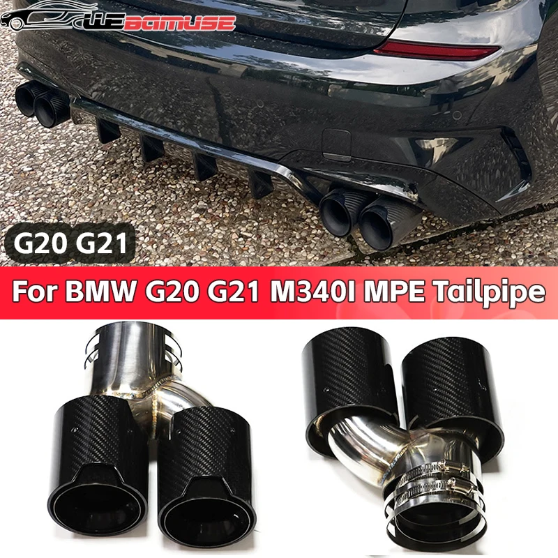 For BMW G20 G21 M340i MPE Muffler Header Exhaust System Upgrade Dual Quad Stainless Steel Carbon Fiber Tips 2019 TO 2024