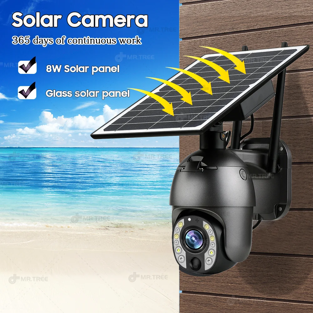4G SIM 50X Optical Zoom Solar Camera 4K 360 PTZ Outdoor Motion Detection Surveillance Night Vision CCTV Battery Security IP Cam