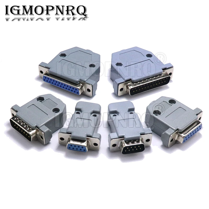 1set DB15 DB25 DB9 DB37 Parallel Serial Port Fmale/Male Solder Connector+Plastic Assemble Shell Cover 37 9 15PIN VGA Adapter