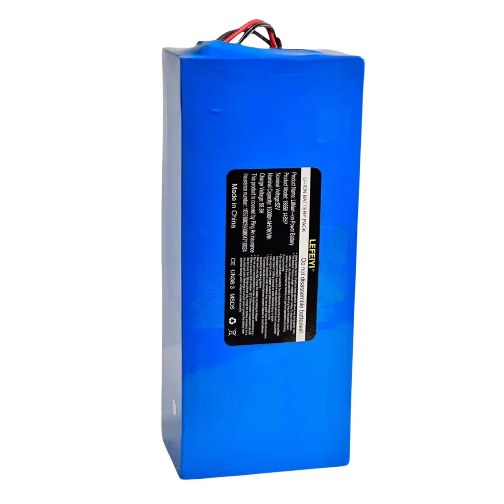 Paket baterai Lithium, 52V 14S5P 15000mah 18650 dapat diisi ulang dengan bmsfit bawaan sepeda listrik papan seluncur 58.8V