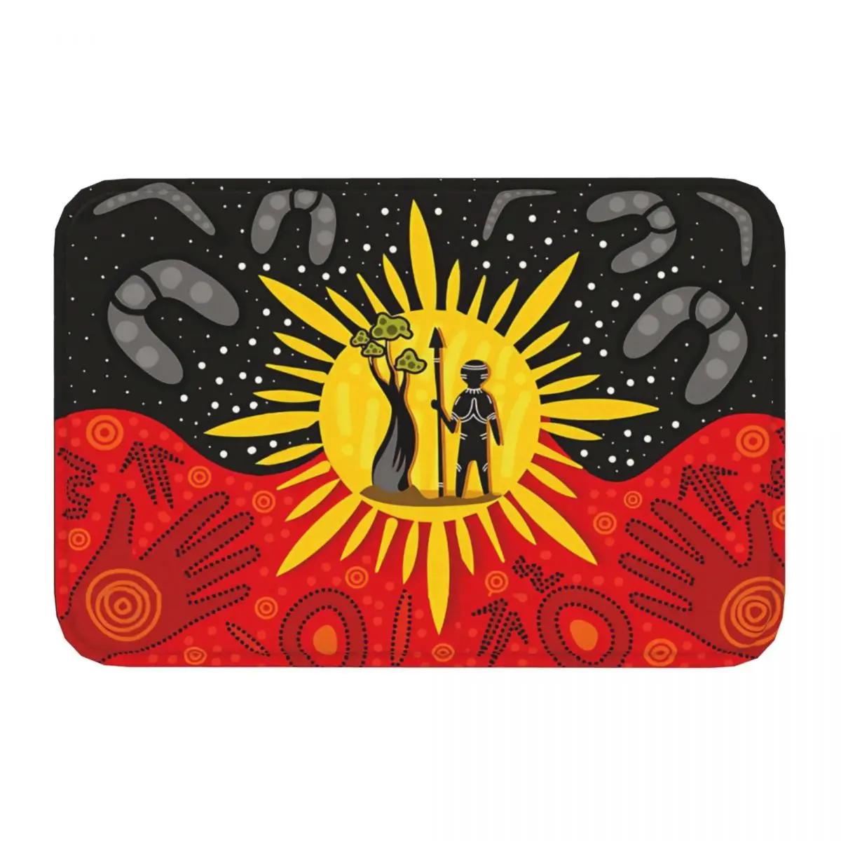 Australian Aboriginal Art Flag Meme Y2K Anti-Slip Rug Doormat Living Room Mat Balcony Carpet Bedroom Decor