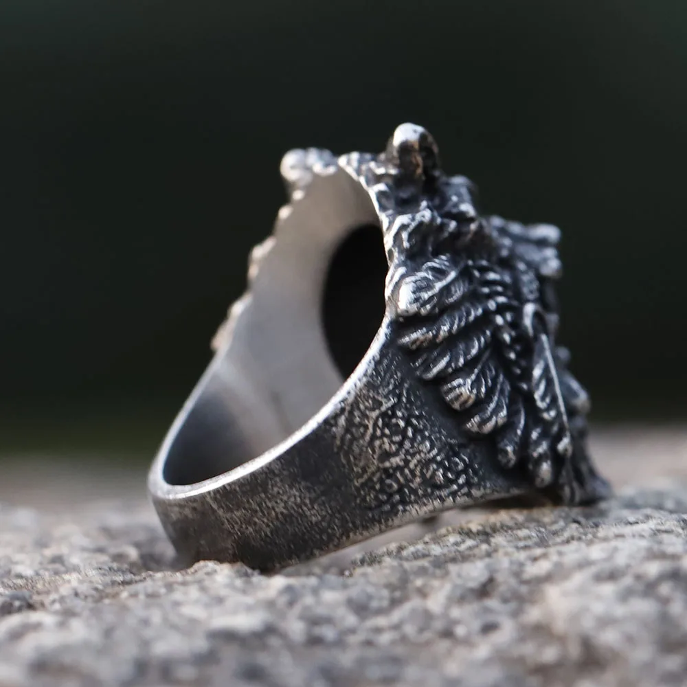 2023 new New Design vintage Stainless Steel skull and Wolf Head viking Ring For Men Special Design fashion punk Jewelry