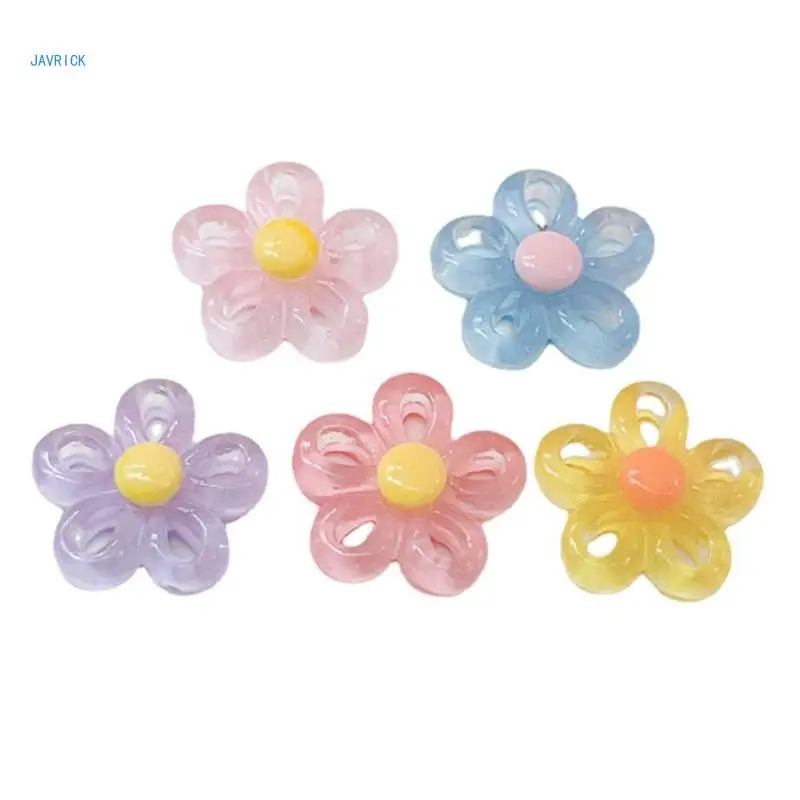 

5 Color 23x23mm Small Five Petals Flower Charm Pendants for Women DIY Colorful