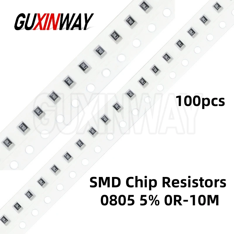 100 Uds 0805 5% resistencias de Chip SMD 1/8W 0R-10M 1R 10 100 220 330 470 R 1K 2,2 K 4,7 K 10K 47K 100 K 1 M 0 1 Ohm