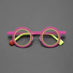 Ultralight titanium round glasses frame men's and women's personalized optical glasses luxury brand myopia prescription glasses