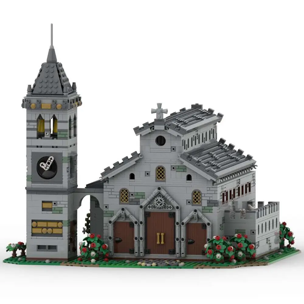 

Medieval Cathedral Model with Tower Clock Modular Building 2832 Pieces MOC