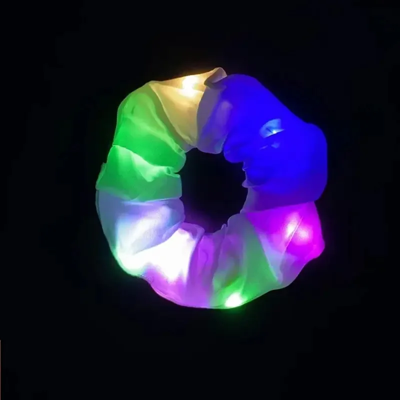 여아용 LED 라이트업 헤어 링, 소시지 헤어 코드, 한국식 포니테일 액세서리, 헤어 액세서리