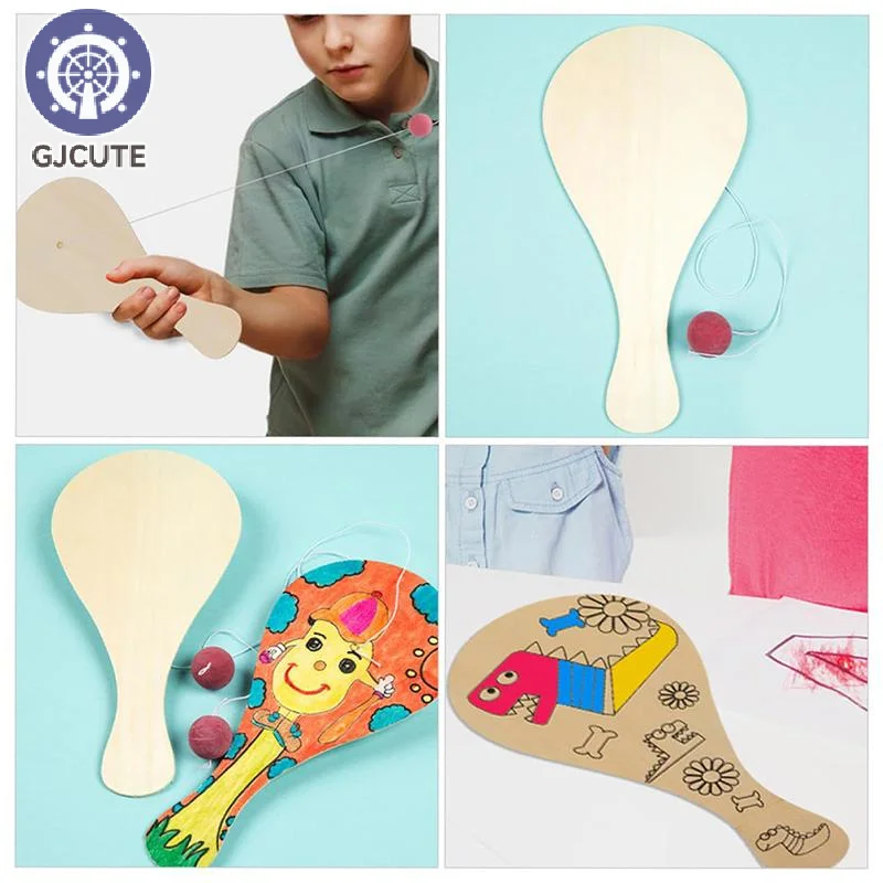 1 PCS Wooden Paddle Ball With String With Red Ball On String Paddle Toy For Kids And Adults Great Gift