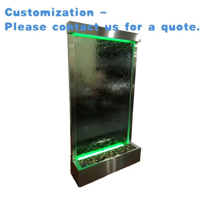 

custom.Contemporary 1.06 Meters Wide by 1.95 Meters High Silver Mirror Door Waterfall SS Frame Home & Garden Fountains