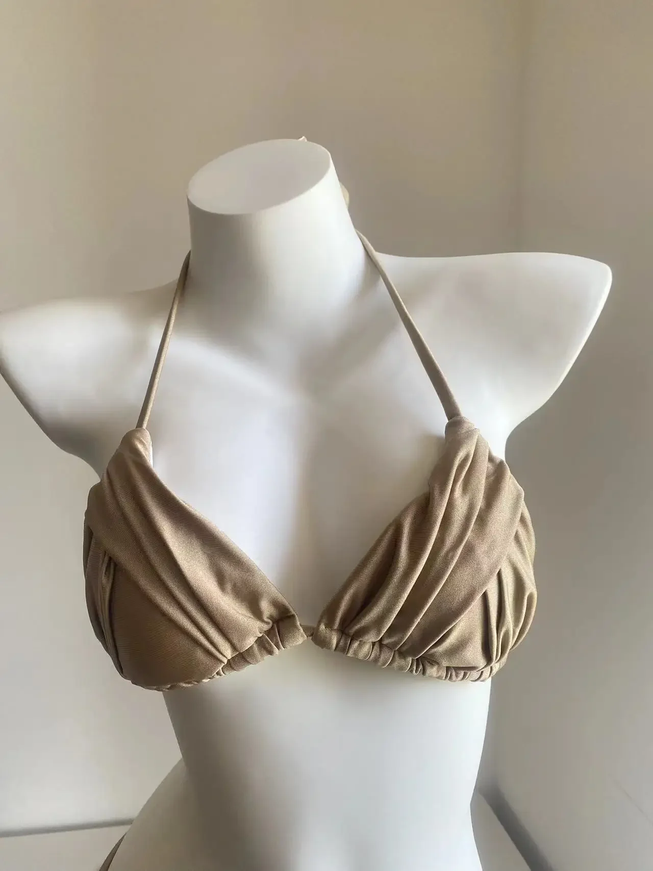 Pleated Brazilian Folds Bikini Set, Sexy Micro Bikinis, 2024 Women Swimsuit, Female Triangle Swimwear, Beach Wear Bathing Suit