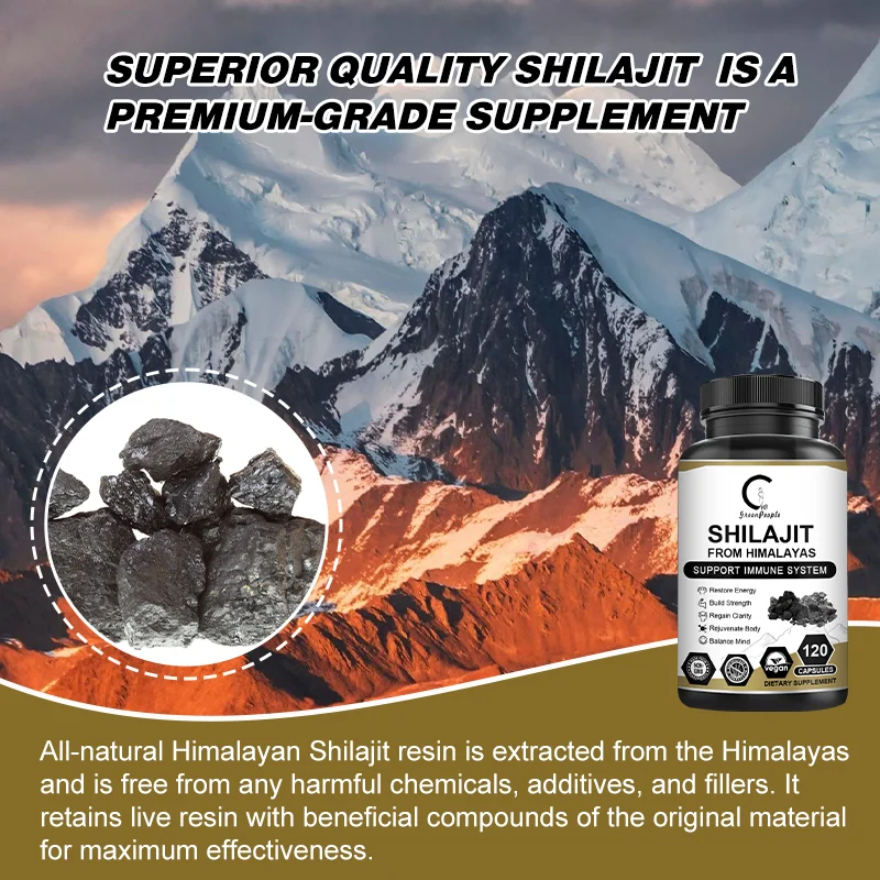 Ginseng Shilajit Capsules Shilajits Original 85+Trace Minerals Fulvic Humic Acids Brain, Focus, Memory and Immune Health ﻿