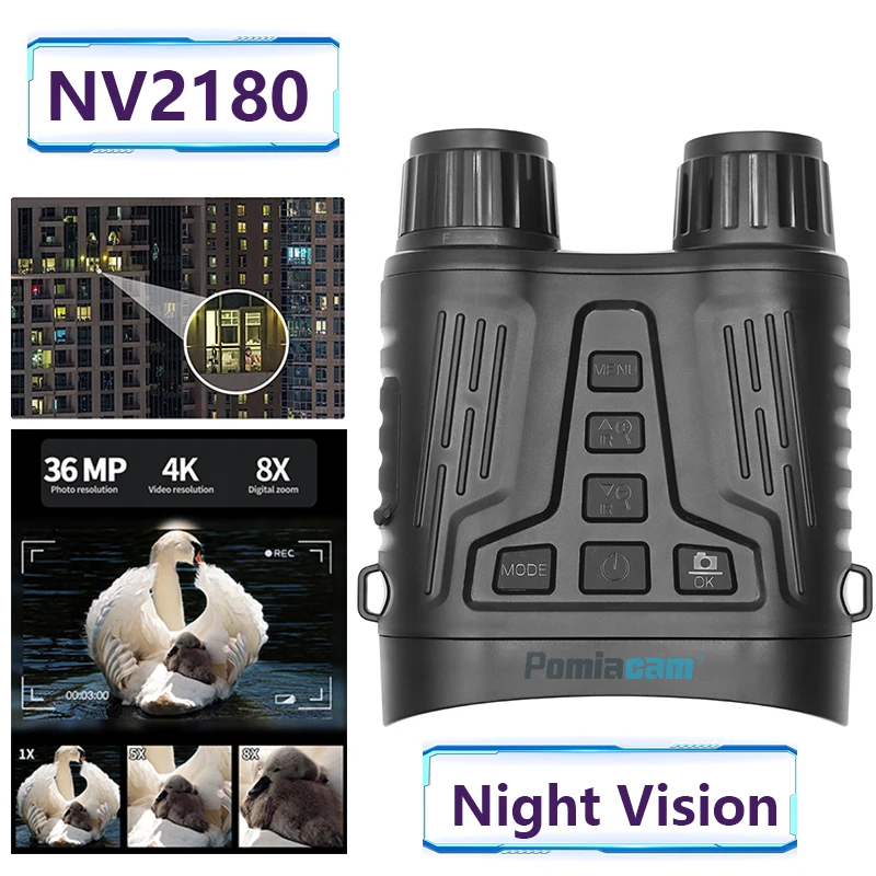 

4K Binoculars Night Vision 3.2 inch TFT screen 1080P HD Video Recording 8X digital Zoom Infrared for Hunting Camping NV2180